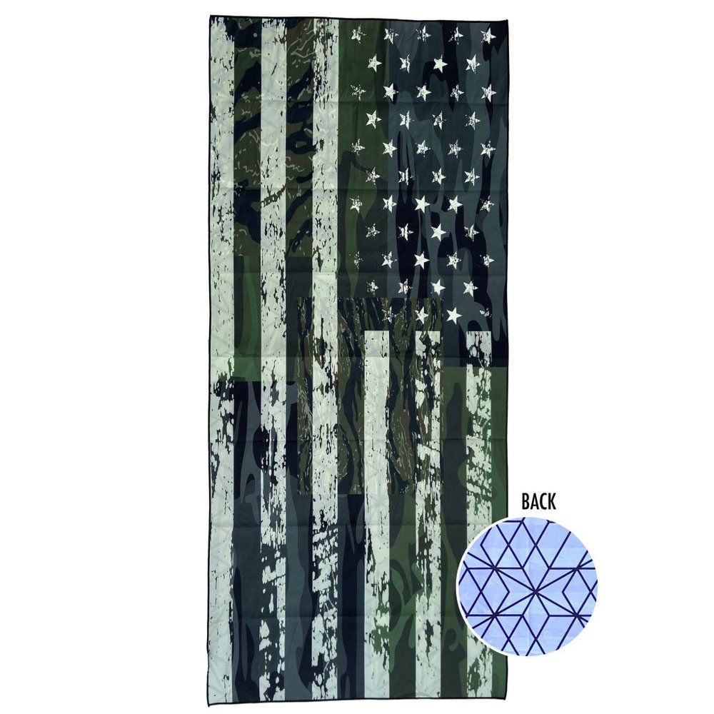 Oversized Green Camo Patchwork US Flag Beach Towel